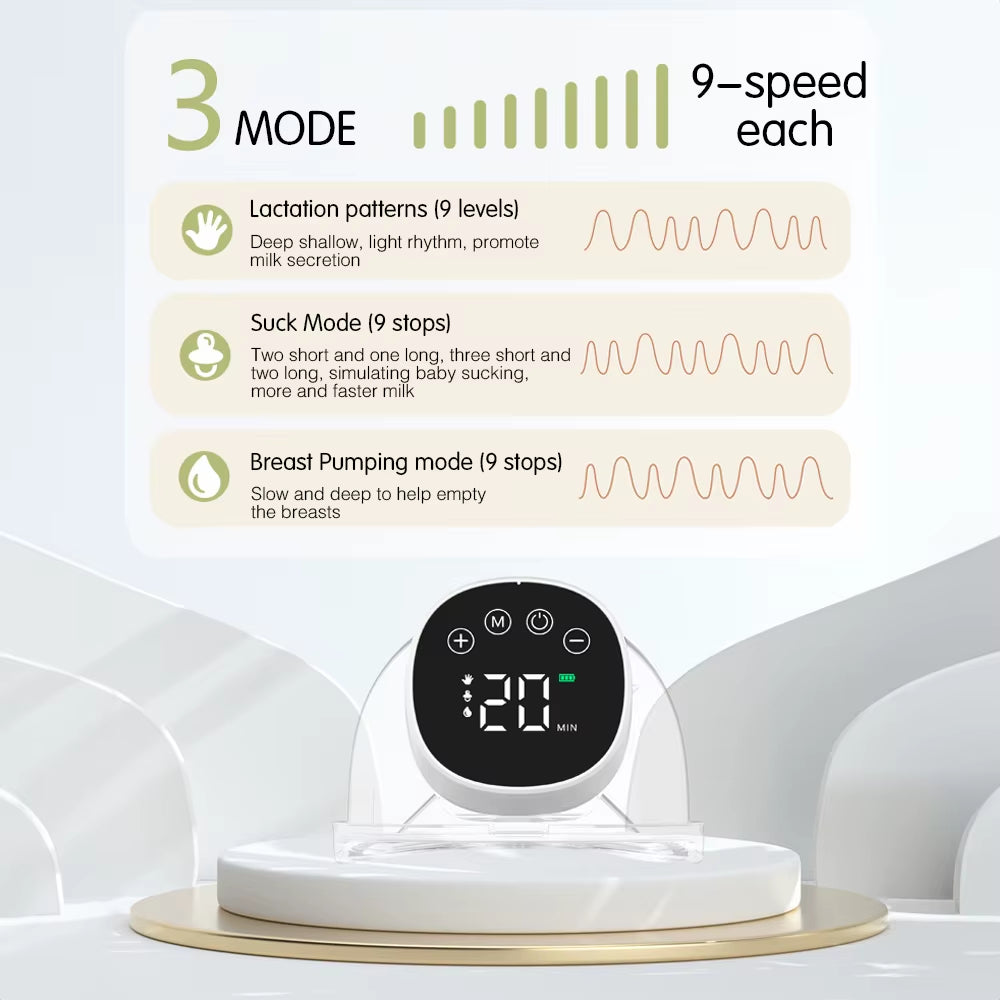 2Pcs Wearable Breast Pum Hands Free Electric Breast Pump Silent Invisible Breast Pump 3 Modes 9 Levels of Suction 180ML Capacity