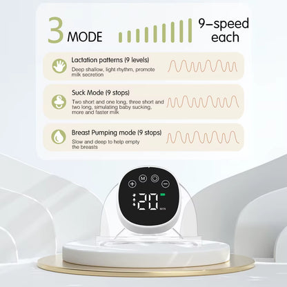 2Pcs Wearable Breast Pum Hands Free Electric Breast Pump Silent Invisible Breast Pump 3 Modes 9 Levels of Suction 180ML Capacity